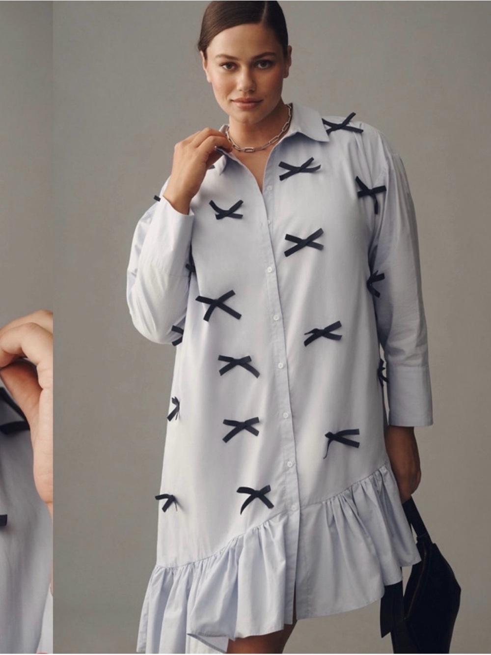 Anthropologie Maeve Bow Midi Shirt Dress